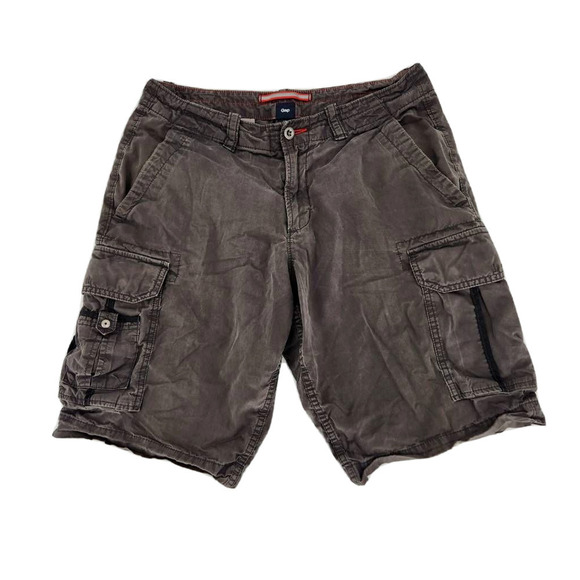Gap Mens Cargo Shorts Gray Flat Front Pockets Cotton Zip Mid Rise Solid 31 - Picture 1 of 9